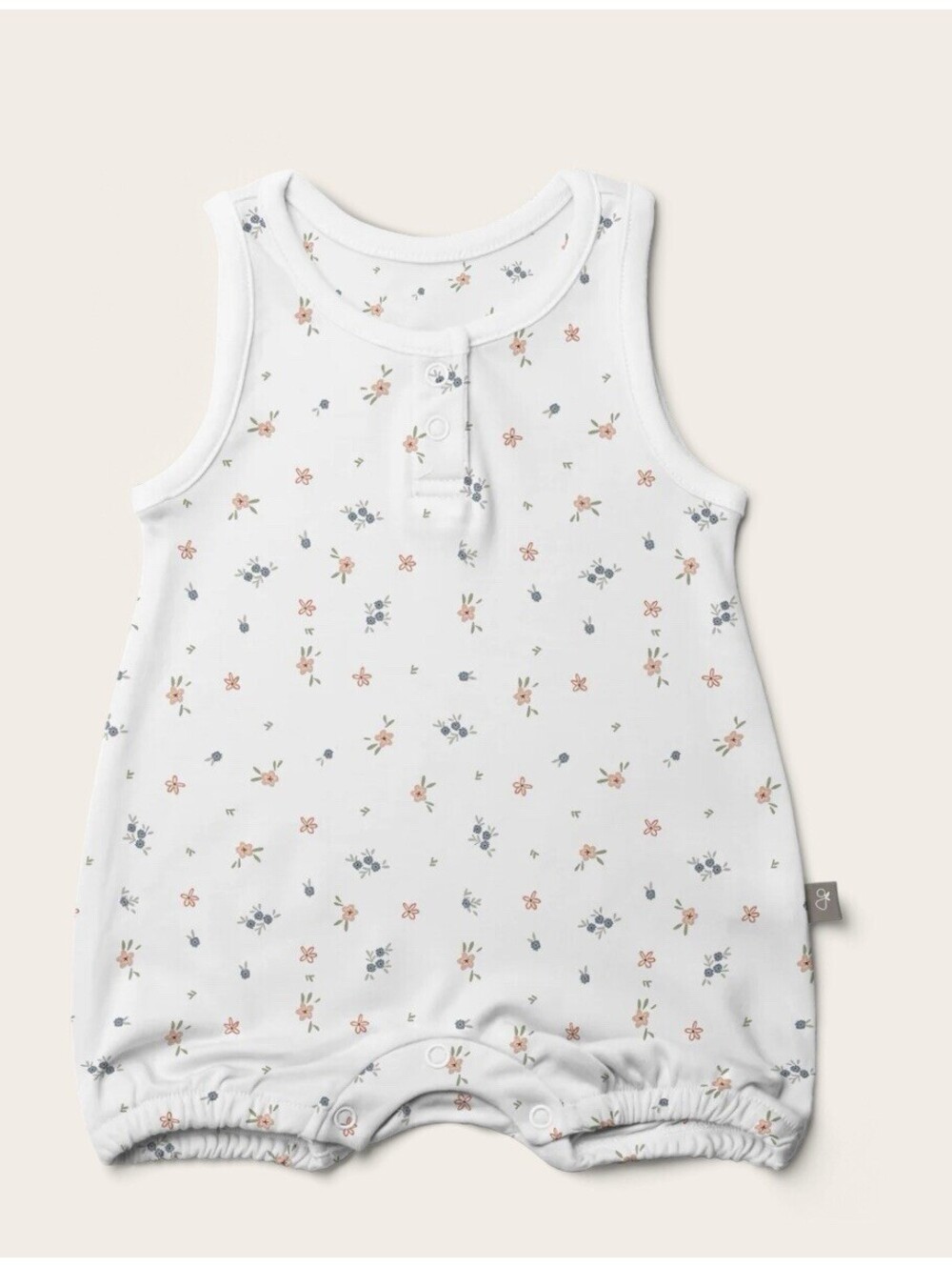 Goumi Kids Posey Romper SZ 0-3 mo One Piece Bamboo Organic Quick Change White